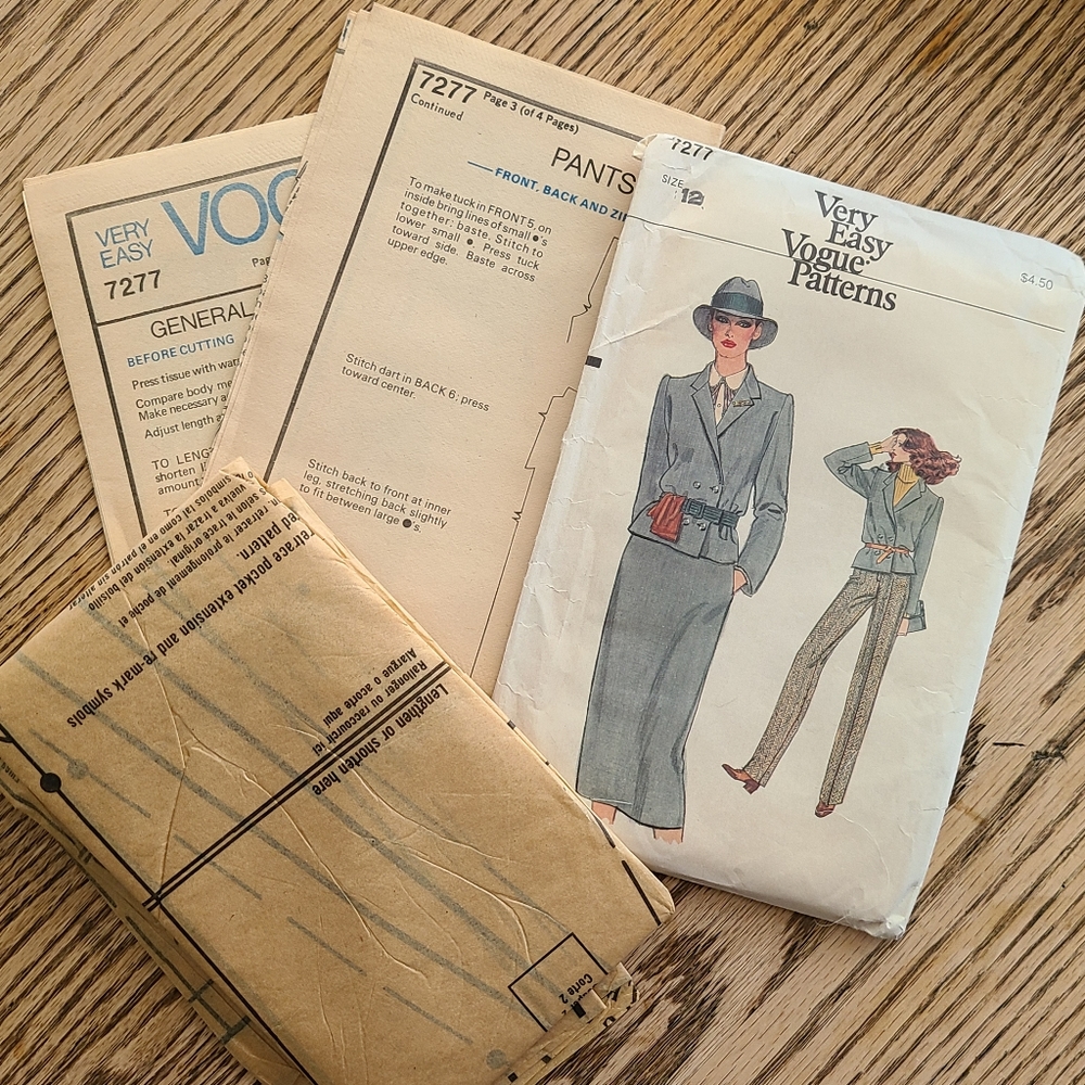 Sewing Pattern Very Easy Vogue 7277 Size 12 uncut pieces Jacket, Skirt, Pants
